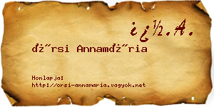 Örsi Annamária névjegykártya