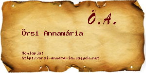 Örsi Annamária névjegykártya